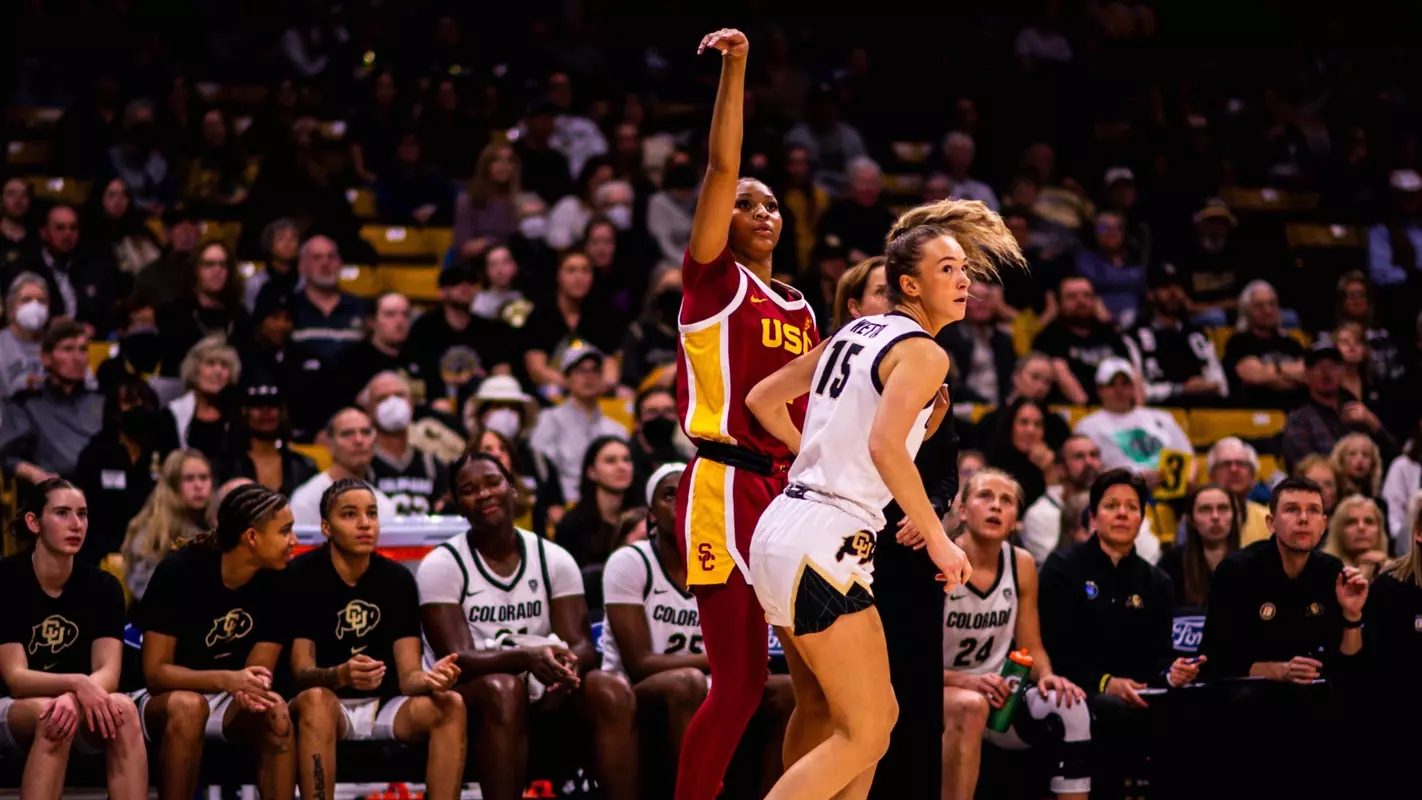 Taylor Bigby takes a 3-pointer at Colorado