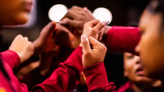 USC players huddle up before a game