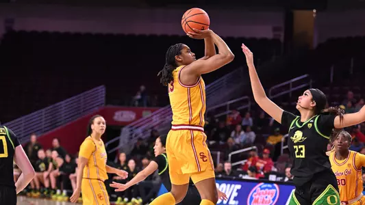 Rayah Marshall rises up for a shot vs. Oregon at Galen Center