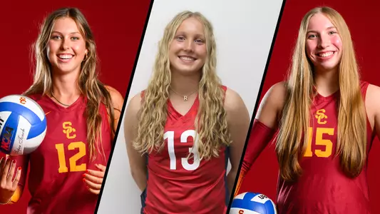 2025 USC women's volleyball recruits/signees outside hitter Quinn Loper, setter Reese Messer, and opposite hitter Abigail Mullen