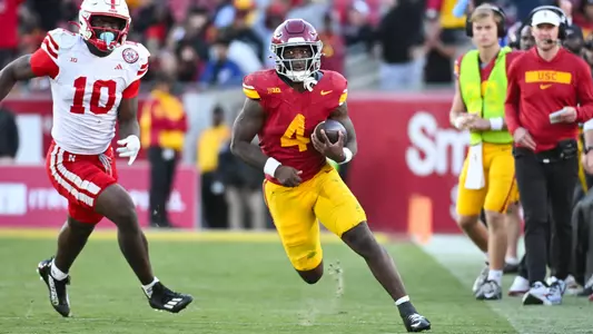 USC Trojans Football running back Woody Marks rushes against Nebraska Cornhuskers