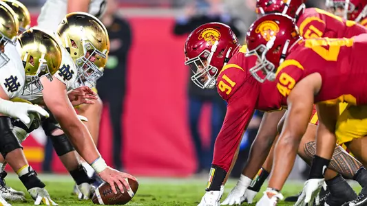 USC Trojans Football lines up against Notre Dame Fighting Irish