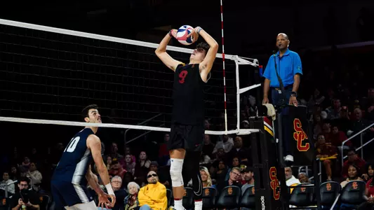 Caleb Blanchette sets the ball