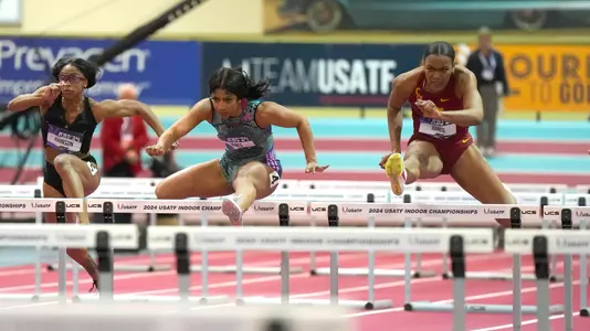 Jasmine Jones competing in 60m hurdles final at USATF Championships