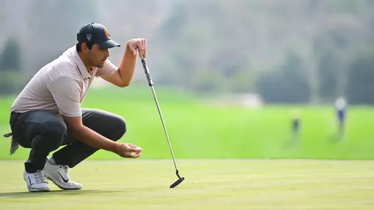 Gavin Aurilia prepares to putt at the Southwestern Invitational.