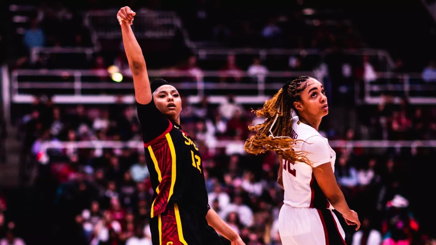 JuJu Watkins watches one of her shots fall in a 51-point outing at Stanford