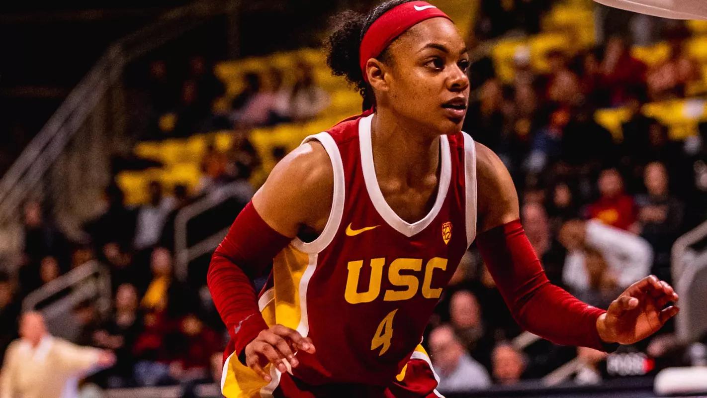 Kayla Williams defends in a game at Long Beach State