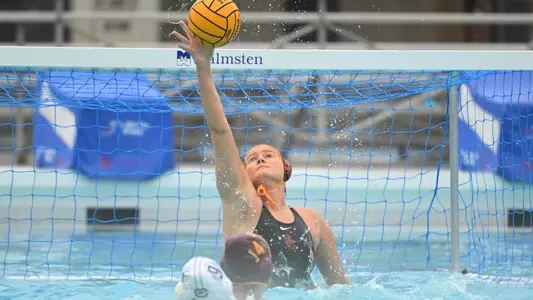 Carolyne Stern makes a save in a win over Cal at Uytengsu Aquatics Center