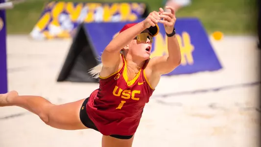 Ashley Pater dives for a dig