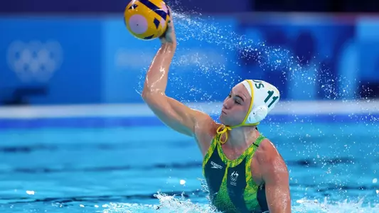 Tilly Kearns scores a penalty shot for Australia in the Olympic semifinals in Paris