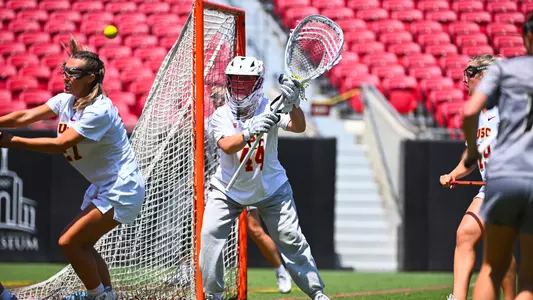 Kait Devir in Goal for USC Lacrosse's Senior Day Win over Colorado