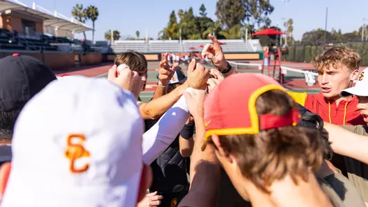 USC Men's Tennis Team Huddle Before Doubleheader Against UC Irvine and San Diego State