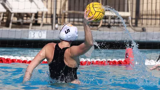 Ava Stryker takes aim for a 5-meter penalty shot she scored at CBU