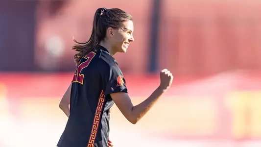 Helena Sampaio celebrates after her goal against Sac State in the first round of the NCAA Tournament.