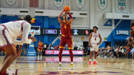 Chad Baker-Mazara shooting a free throw during the team's exhibition against LMU