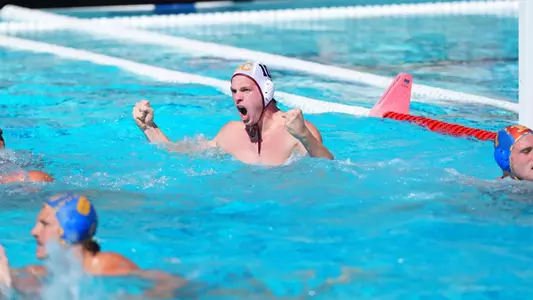 USC Men's Water Polo Player Luke Nelson Celebrates Goal Against UCLA