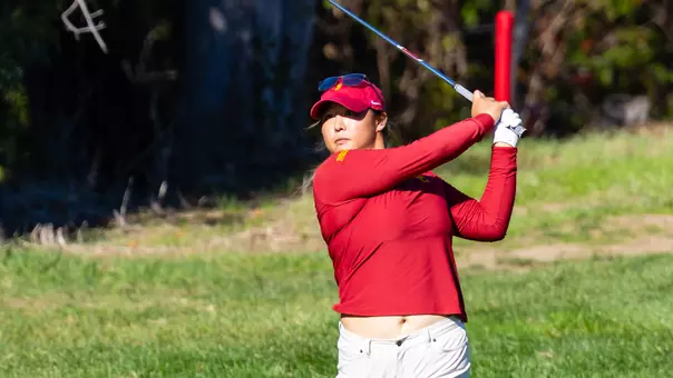 Catherine Park in her back swing at the Stanford Intercollegiate