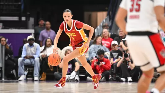 Jazzy Davidson brings the ball downcourt