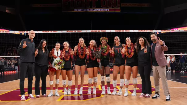 USC women's volleyball seniors on Senior Night at Galen Center