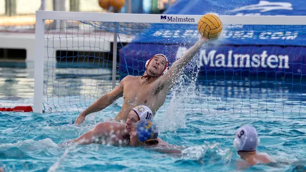 Charles Mills saves a shot against UCLA in the MPSF Tournament Championship game.