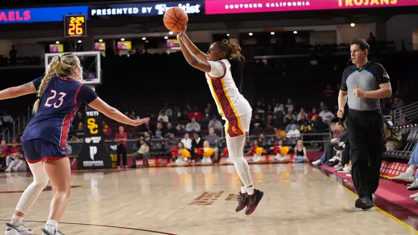 Londynn Jones releases the Ball in a three pointer.