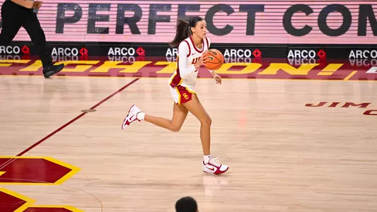 Jazzy Davidson brings the ball down the court