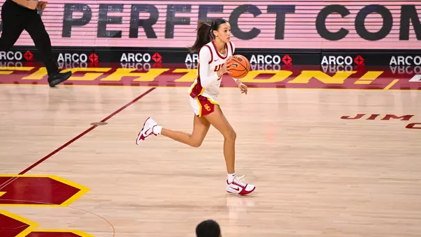 Jazzy Davidson brings the ball down the court