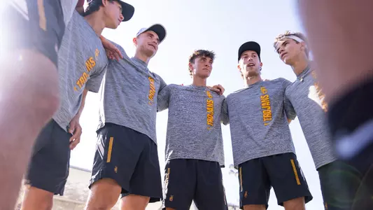 USC Men's Tennis Huddles Ahead of their Match Against Stanford