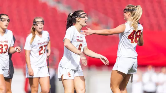 Maddie Dora Celebrates with Reese Robinson After a Goal Against Stanford