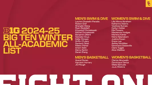 Names of 36 student-athletes named to the Winter Academic All-Big Ten list