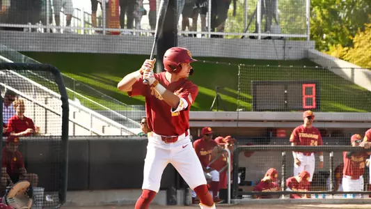 Bryce Martin-Grudzielanek takes an at bat during the Trojans game against Nebraska on Saturday afternoon.