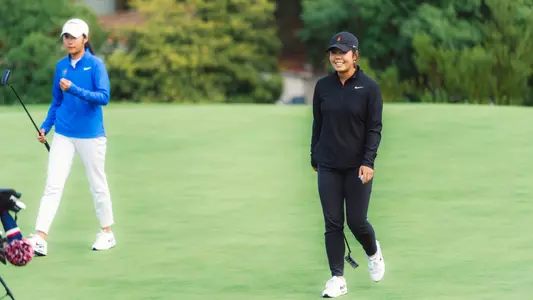 Jasmine Koo smiling as she walks off the green at the Therese Hession Regional Challenge