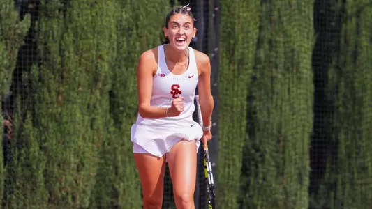 Sloane Morra Celebrates after winning a point