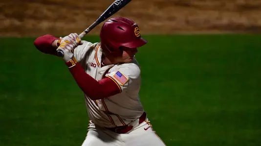 Ethan Hedges takes an at bat against Oregon on Friday night.