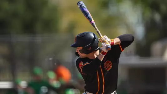 Brayden Dowd takes an at-bat in the bottom of the 6th inning against Oregon.