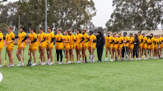 USC Lacrosse stands for the National Anthem against Marist at Dignity Health Sports Park