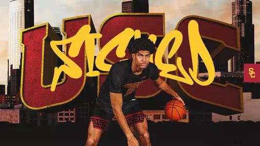 Graphic picturing Jacob Cofie, who will join the USC Men's Basketball 2025-26 roster.