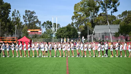 USC lacrosse stands for national anthem at Dignity Health Sports Park