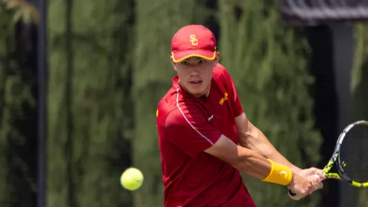 Connor Church returns a shot at David X. Marks Tennis Stadium