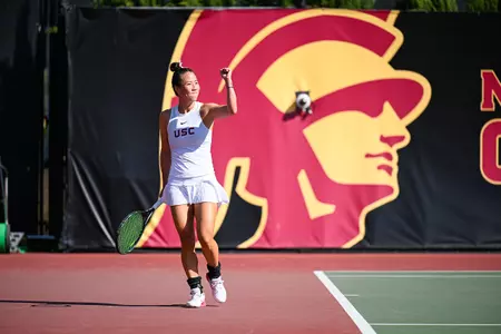 Maia Sung celebrates on court