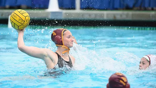 Morgan Netherton takes aim at one of her two goals for USC vs. Stanford in the MPSF Semifinals