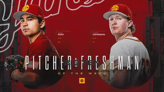 Aoki and Johnson Pitcher and Freshman of the Week Graphic