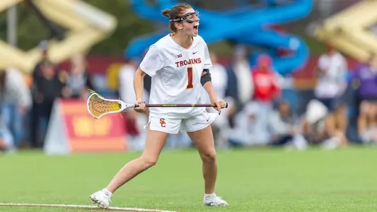 Redshirt Senior Isabelle Vitale Celebrates as she scores a goal against Northwestern at Dignity Health Sports Park
