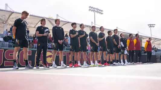 USC Stands for the National Anthem before taking on UCLA at David X. Marks tennis Stadium