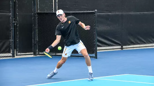 Nathan Trouve hits the ball against Arizona State in the first round of NCAA Tournament