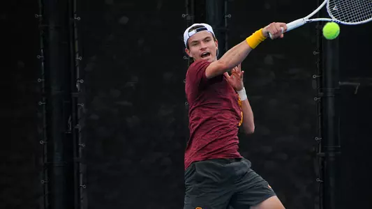 Matteo Morazzi hits the ball against San Diego in the Second Round of the NCAA Tournament