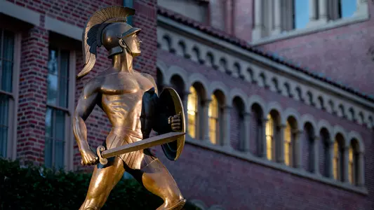 Photo of the Trojan Statue on campus