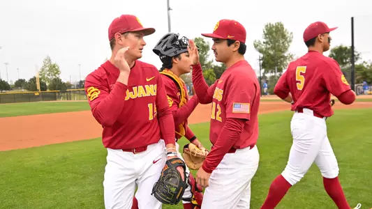 Ethan Hedges, Caden Aoki shake hands after a win at Great Park in Irvine.