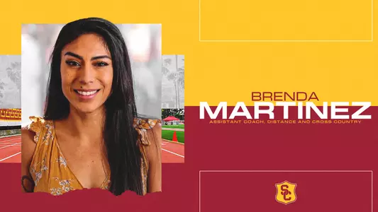 Graphic announcing Brenda Martinez as the new Assistant Coach for Distance and Cross Country