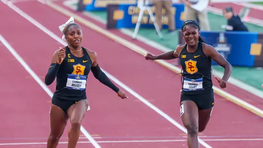 Photo of Samirah Moody and Brianna Selby competing at the NCAA Championships